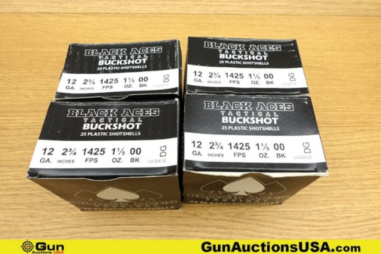 Black Aces 12 Ga. Ammo. 100 Rds of 2 3/4" 00 Buck.. (77006) (GSCU87)
