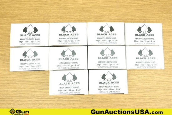 Black Aces 12 Ga. Ammo. 100 Rds of 2 3/4" Slugs. . (76999) (GSCT74)