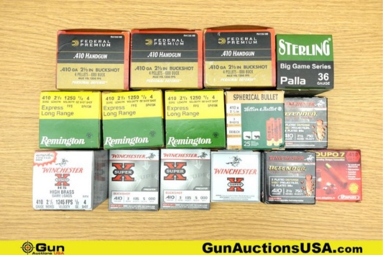 FED, WIN, REM, Etc. Super-X, Etc. .410 ga. Ammo. 190 Total Rounds of.410 ga. in Assorted Shell Lengt