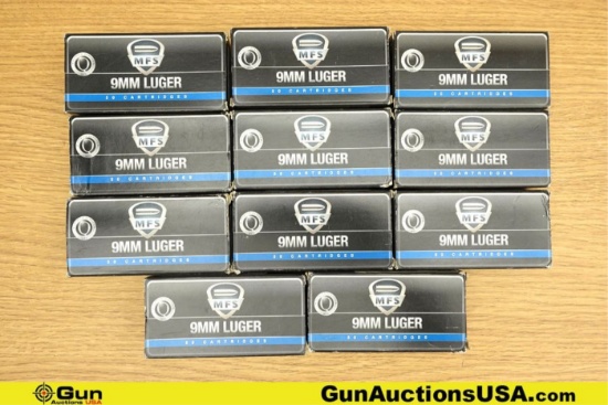 MFS 9MM LUGER Ammo. 550 Rds, 124 Gr, FMJ. . (76693) (GSCU88)