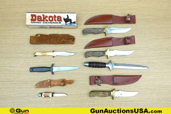 Frost, Dakota Knives. Good Condition. One Japanese Frost Cutlery Boot Knife. One German Stag Handle