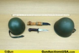 Military Surplus Helmets. Good Condition. Two Military Steel Infantry Helmets - One is Size 59-63 an