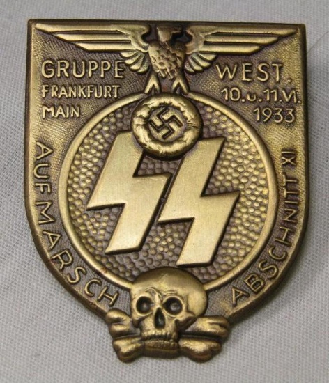 Correct & Original German WWII SS Gruppe West Frankfurt 1933 Badge.