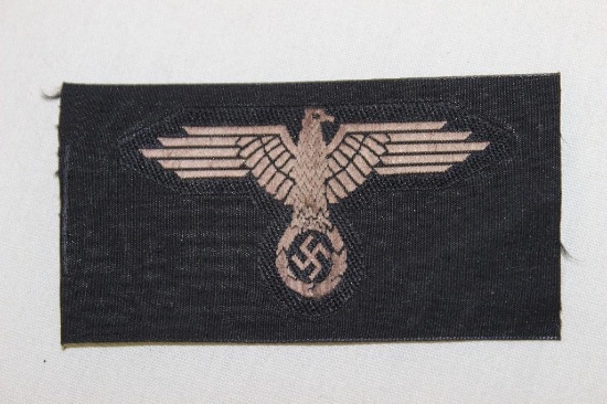 Original German WWII Bevo Eagle Sleeve Insignia Patch. Approx 1.5 x 3"