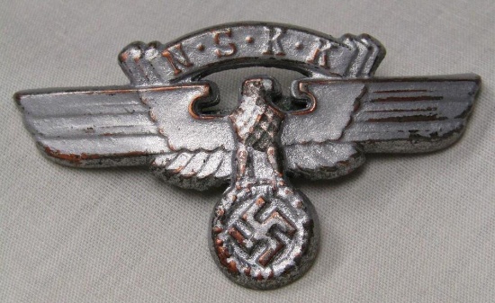 Very Rare & ORIGINAL German WWII NSKK Helmet Emblem.