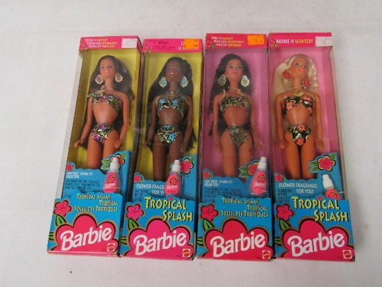Barbie Dolls. 4 Pc Lot. 1994 Tropical Splash Barbie, Christie, Kira, Teresa. New In Boxes.