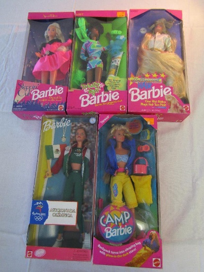 Barbie Dolls. 5 Pc Lot. 2-New In Box 3-Removed From Box But In Original Box.