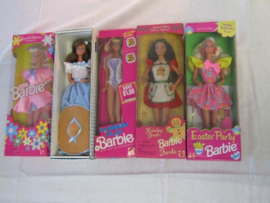 Barbie Dolls. 5 Pc Lot. 4-New In Box 1-Removed From Box But In Original Box.