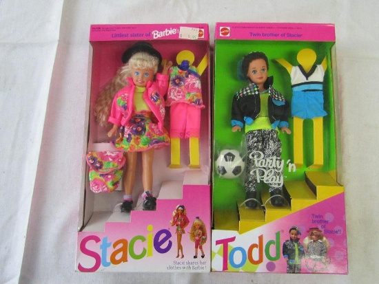 Barbie Dolls. 2 Pc Lot. 1991 Stacie and 1992 Todd. New In Boxes.