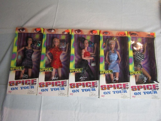 Galoob 1998 Spice Girls On Tour Dolls. 5 Pc Lot. In Original Boxes. No Duplicates.