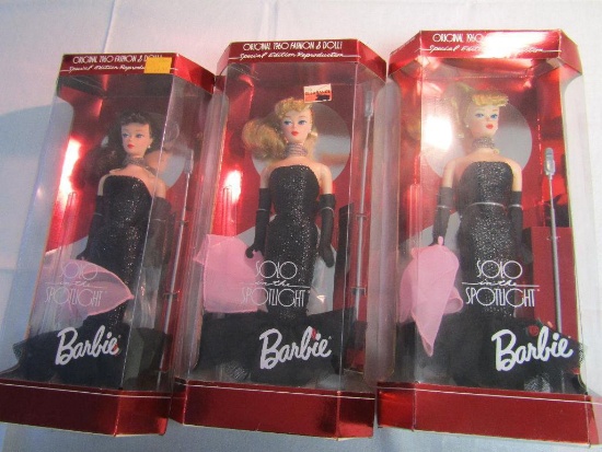 Barbie Dolls. 1994 Solo in the Spotlight Blonde and Brunette Barbies. 3 Pc Lot. New In Boxes.