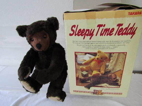 1993 Takara Sleepy Time Teddy Brown Bear. Battery Operated Animation. Coos, Yawns, Snores.