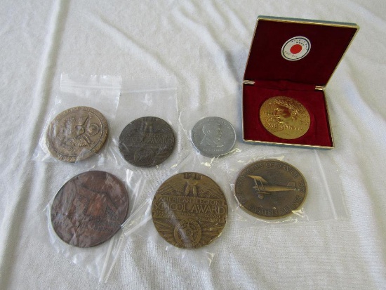 Vintage Metals/Medallions. 7 Pc Lot. Eastern Airlines 1978 Fifty Years, Richard Nixon and More.