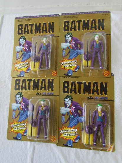 1989 Toy Biz Batman The Joker Squirting Orchid Figures. 4 New/Unopened Cards.