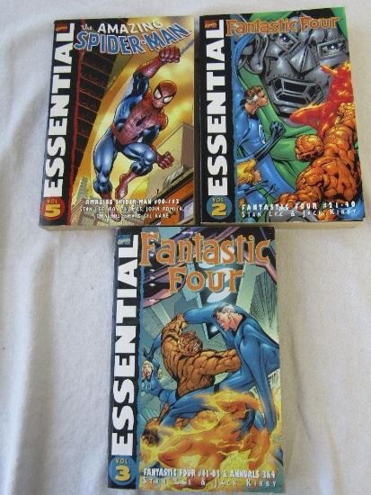 Marvel 2001-2002 Essential Comic Books. 3 Pc Lot. Fantastic Four & The Amazing Spider-Man.