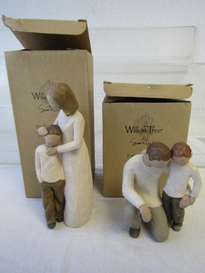 Willow Tree Figurines. 2 Pc Lot. Mother and Son & Father and Son. Like New In Original Boxes.