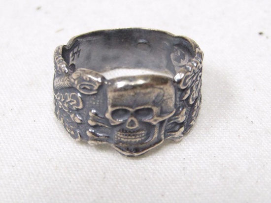 German WWII Third Reich period Waffen SS Anti-partisan warfare silver ring.