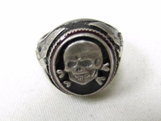 German WWII Third Reich period Waffen SS Division `Totenkopf` silver ring.