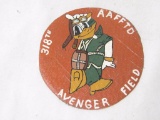 American Hand Painted Leather Patch. 318th AAFFTD Avenger Field.