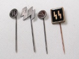 Group of FOUR German WWII SS and SA Stickpins.