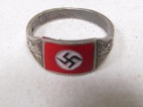 German WWII Third Reich period NSDAP Swastika silver ring.