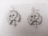 Group of TWO Totenkopf badges (jawless variation) for the German Third Reich period Waffen SS Panzer