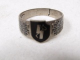 German WWII Third Reich period Waffen SS Division `Hitlerjugend` silver ring.