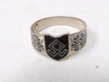 German WWII Third Reich period Waffen SS Division `Prinz Eugen` silver ring.