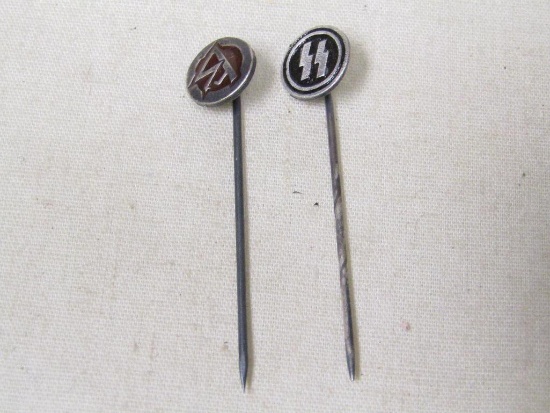 Group of TWO German WWII Third Reich period SS and SA stickpins.
