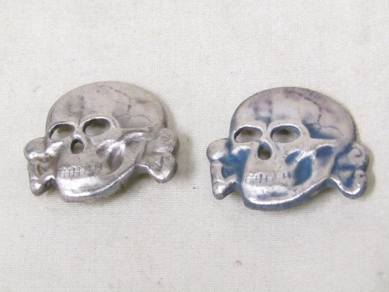 Group of TWO German WWII Third Reich period Scull badges.