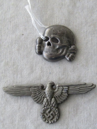 German World War II Waffen SS Officers Visor Cap Eagle & Skull.