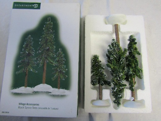 Dept 56 Accessories Black Spruce Trees (Set of 3) 56.53618 In Original Box.