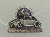 German World War II 1938 Volkswagen VW Ground Breaking Plant Badge.