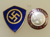 (2) German World War II Swastika Party Badges.