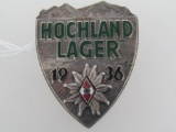 German World War II 1936 Hitler Youth HJ Hochland Lager Alpine Badge.