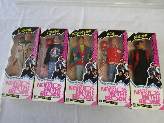 1990 New Kids on the Block Hangin' Loose Dolls Set. Danny, Donnie, Jonathan, Jordan, Joe. NIB.