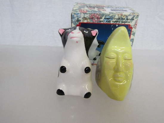 Cow Jumped Over The Moon Salt & Pepper Shaker Set. New In Box.