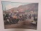 Vintage Art Print. Flower Market Scene. Approx 12