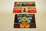 Vintage Black Americana Produce Crate Labels. 3 Pc Lot. Small Black, Stafford's Blacks, Bartletts.