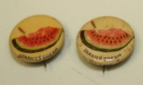 Vintage Black Americana 1896 Darkies Dream Watermelon Satirical Pinback Pins. 2 Pc Lot.