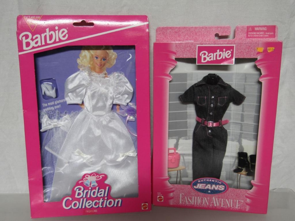 Barbie Fashion Avenue. 2 Outfits. 1993 Bridal & 1997 Authentic Jeans. New  In Boxes. | Art, Antiques & Collectibles Toys Dolls Barbie Dolls  Contemporary (1973 - Now) | Online Auctions | Proxibid