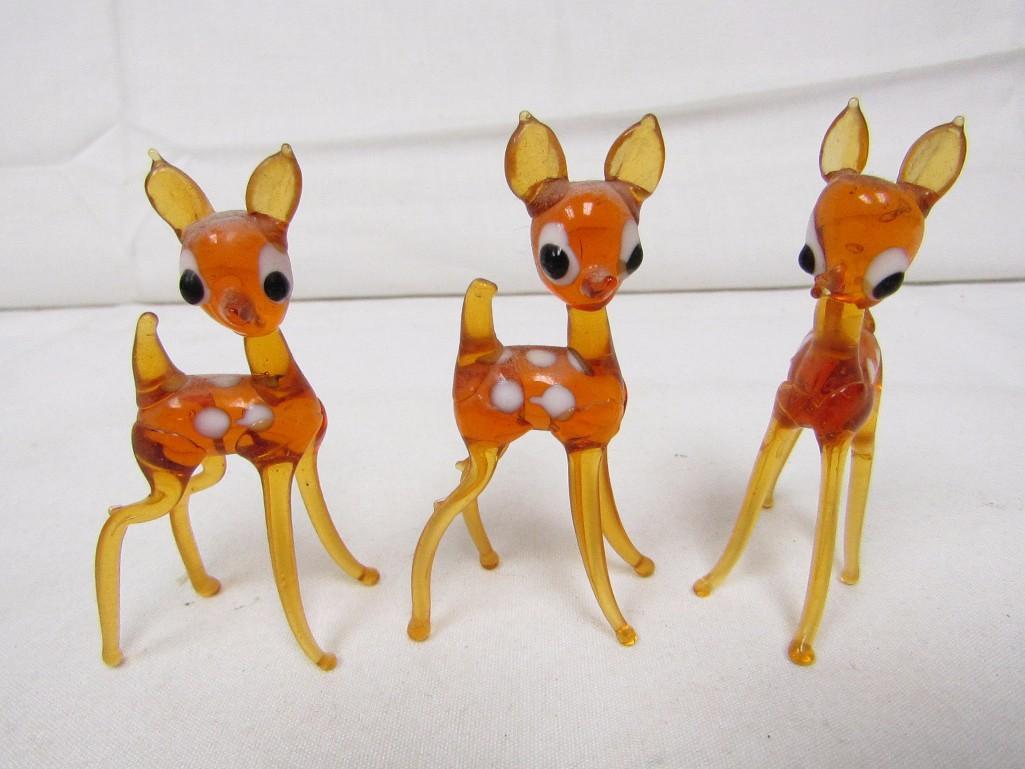 Mid-Century Murano Hand Blown Italian Glass Art Deer Figurines - 3 Pieces |  Chairish, image size:1025x769