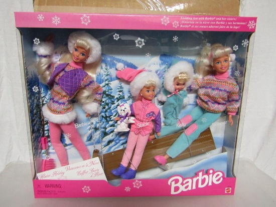 Barbie Doll Gift Set. 1995 Winter Holiday w/Barbie, Skipper, Stacie, Kelly. New In Box w/Orig Mailer