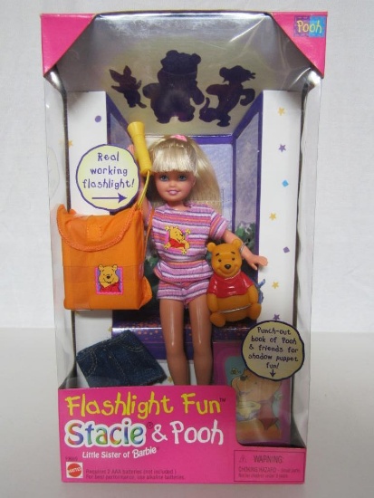 Barbie Doll. 1997 Flashlight Fun Stacie & Pooh. New In Box.