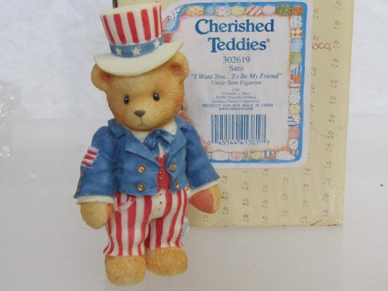 Cherished Teddies Enesco 1997 Figurine 302619 Sam I Want You To Be My Friend. Uncle Sam. New In Box.