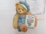 Cherished Teddies Enesco 1995 Club Figurine CT001. Cub E Bear. Bear w/Newspaper. New In Box.