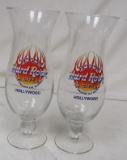 Hard Rock Cafe Hollywood 25 Year Commemorative Glasses. 2 Pc Lot. New In Boxes.