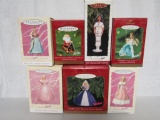 Hallmark Ornaments. New In Boxes. 7 Pc Lot. Barbie Dolls. Springtime Barbie, Millennium Princess, Wi