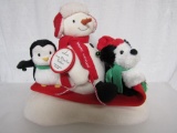 Hallmark Snow What Fun Sledders Musical/Animated Plush Decoration. Music/Movement Tested & Working.