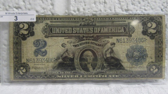 1899 $2.00 Silver Certificate Blue seal